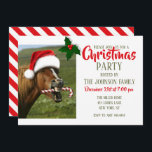 Invitation Funny Christmas horse with Santa a smiling<br><div class="desc">horse animal christmas,  mouth lips pasture animals,  country pony equestrioking,  cold santa head ,  claus</div>
