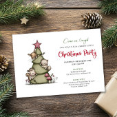 Invitation Funny Christmas Tree Cartoon Festive Party Card