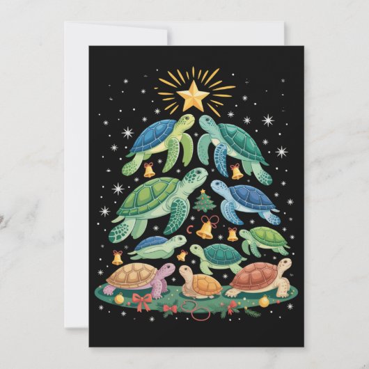 Invitation Funny Christmas Turtle Gift Turtle Christmas Tree (Devant)