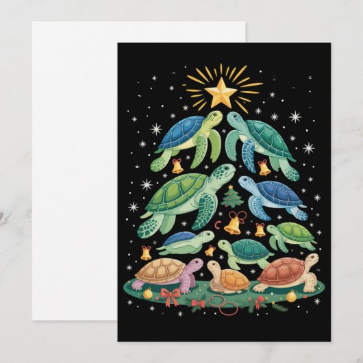 Invitation Funny Christmas Turtle Gift Turtle Christmas Tree (Devant / Derrière)
