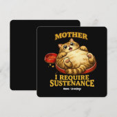 Invitation Funny Chubby Cat  “I Require Sustenance" Cute (Devant / Derrière)