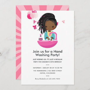 Invitation Funny Covid-19 Corona Virus thème Fille Anniversai