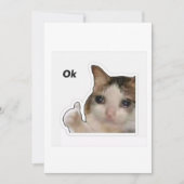 Invitation Funny Crying Cat Thumbs Up Meme Sticker - Ok Cat (Devant)
