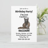 Invitation Funny Curious Raccoon Birthday Party (Debout devant)