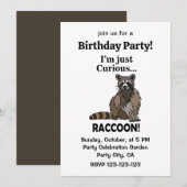 Invitation Funny Curious Raccoon Birthday Party (Devant / Derrière)