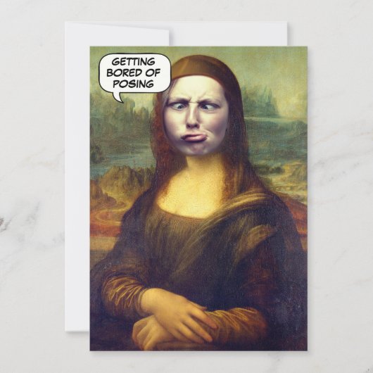 Invitation Funny Custom Mona Lisa Face dans Trou photo (Devant)