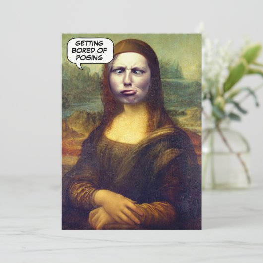 Invitation Funny Custom Mona Lisa Face dans Trou photo (Debout devant)