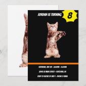 Invitation Funny debout chaton joueuse (Devant / Derrière)