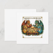 Invitation Funny Dragon Houses and Humans Fantasy Art (Devant / Derrière)