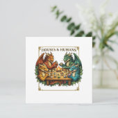 Invitation Funny Dragon Houses and Humans Fantasy Art (Debout devant)