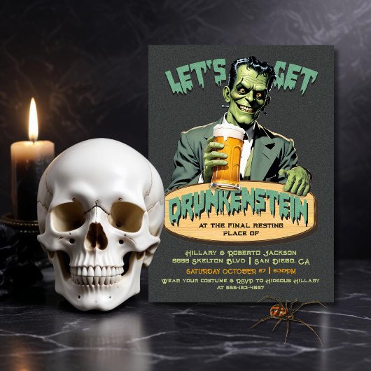 Invitation Funny Drunkenstein Frankenstein Fête d'Halloween