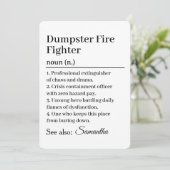 Invitation Funny Dumpster Fire Fighter Definition Card (Debout devant)