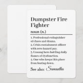 Invitation Funny Dumpster Fire Fighter Definition Card (Devant / Derrière)