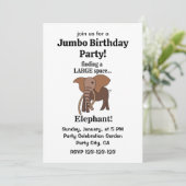 Invitation Funny Elephant Jumbo Birthday Party (Debout devant)