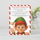 Invitation Funny Elf Faces | North Pole Fun Christmas Party  (Debout devant)