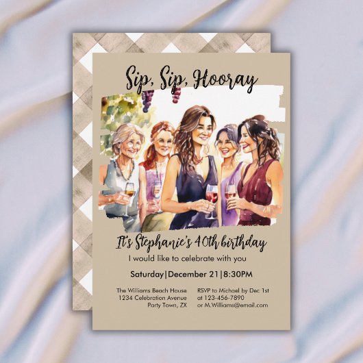 Invitation Funny Fall Wine Tasting Woman's 40th Birthday