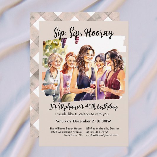 Invitation Funny Fall Wine Tasting Woman's 40th Birthday Invi