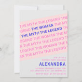 Invitation Funny Femme Mythe Légende Rose 98e anniversaire (Devant)