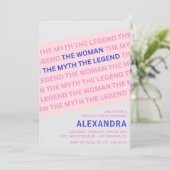 Invitation Funny Femme Mythe Légende Rose 98e anniversaire (Debout devant)