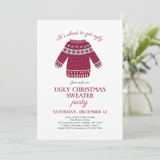 Invitation Funny Festive Noël Sweater Party (Debout devant)