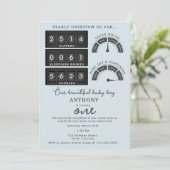 Invitation Funny First Birthday Baby Boy Cute Stats Photo (Debout devant)