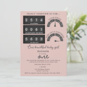 Invitation Funny First Birthday Baby Girl Cute Stats Photo (Debout devant)
