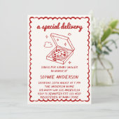 Invitation Funny Food A Special Delivery Pizza Baby Shower (Debout devant)