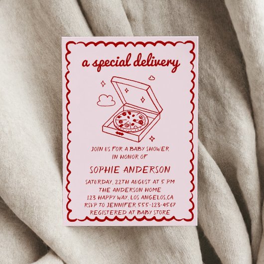 Invitation Funny Food A Special Delivery Pizza Baby Shower