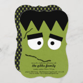 Invitation Funny Frankenstein Face pour la fête d'Halloween (Devant / Derrière)