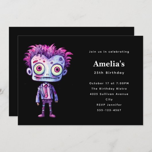 Invitation Funny Frankenstein Monster Halloween Fun Anniversa (Devant / Derrière)