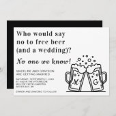Invitation Funny Free Bière et un Mariage (Devant / Derrière)