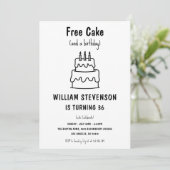 Invitation Funny Free Cake Joke Simple Quirky 36e anniversair (Debout devant)