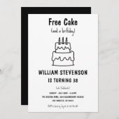 Invitation Funny Free Cake Joke Simple Quirky 38e anniversair (Devant / Derrière)