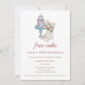 Invitation Funny Free Cake Womens 60e anniversaire (Devant)