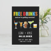 Invitation Funny Free Drink Photo Wedding Save the Date (Debout devant)