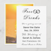 Invitation Funny Free Drink Photo Wedding Save the Date (Devant / Derrière)