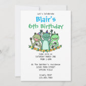 Invitation Funny Frog Anniversaire de enfant Party Facile per (Devant)