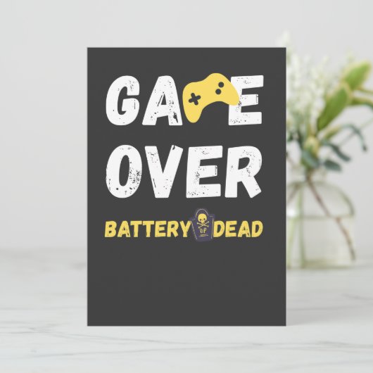 Invitation Funny Game Over Battery Dead Art (Debout devant)