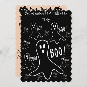 Invitation funny ghosts shouting boo black halloween