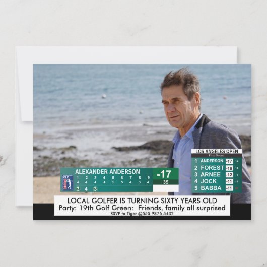 Invitation Funny Golf News ️ 40e 50e 60e Anniversaire mascul (Devant)
