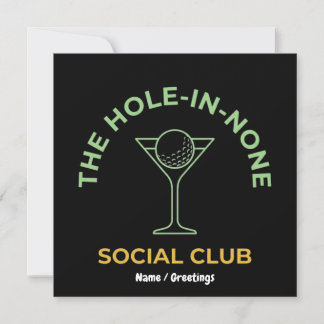 Invitation Funny Golf Social Club Humor Hole-In-None Martini 