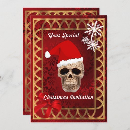 Invitation Funny gothique père Noël, Noël (Devant / Derrière)