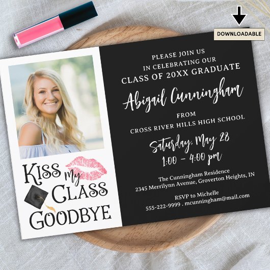 Invitation Funny Graduate KISS MA CLASSE GOODBYE Photo