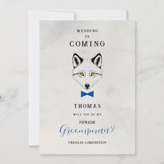 Invitation Funny Groomsman Blue Bow Tie Wedding Proposal (Devant)