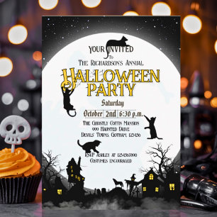 Invitation Funny Halloween Party Noir et blanc