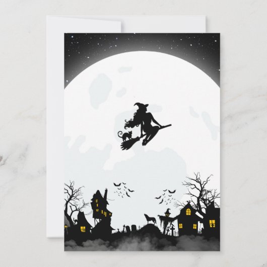 Invitation Funny Halloween Party Noir et blanc (Dos)