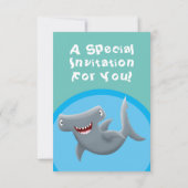 Invitation Funny Hammerhead requin anniversaire personnalisé (Dos)