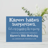 Invitation Funny Hates Surprises Party Modern Ajouter Détails (Debout devant)