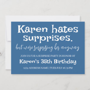 Invitation Funny Hates Surprises Party Modern Ajouter Détails