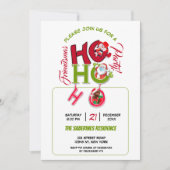 Invitation Funny HO HO HO Retro Christmas Party Friendsmas (Devant)